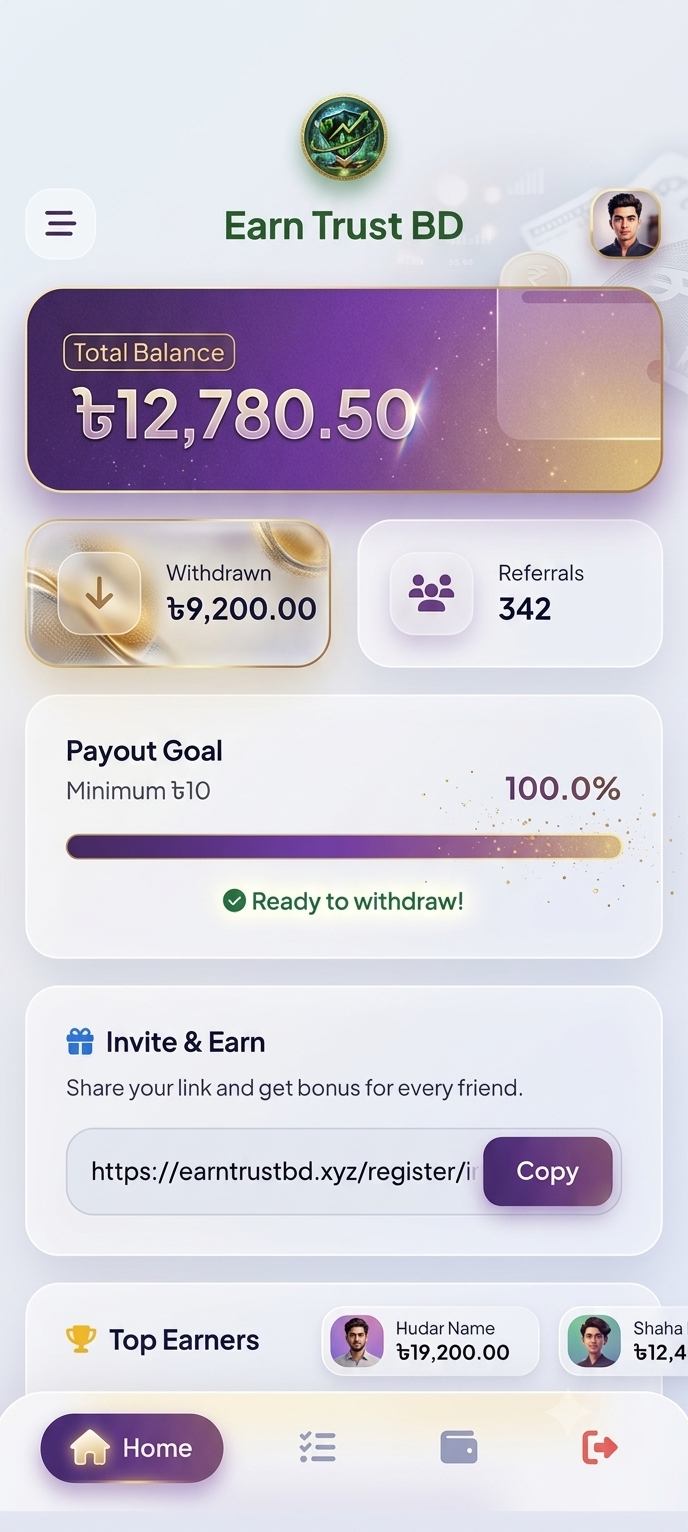 Earn Trust BD Real Dashboard